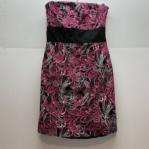Ann Taylor LOFT Womens Strapless‎ Empire Waist Dress Pink Black White Size 4